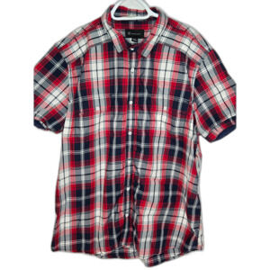 INC International Concepts Plaid Button Down Shirt | Men's XXL | Red Navy White